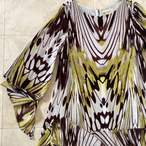 Anthropologie Leifsdottir Sarita Silk Swing Dress Bell Sleeves Abstract Print - Picture 11 of 13